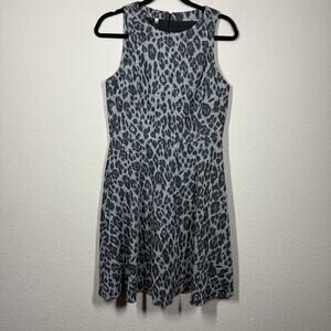 4 Collective Medium Animal Print A Line Fit & Flare Dress Black Gray Sleeveless